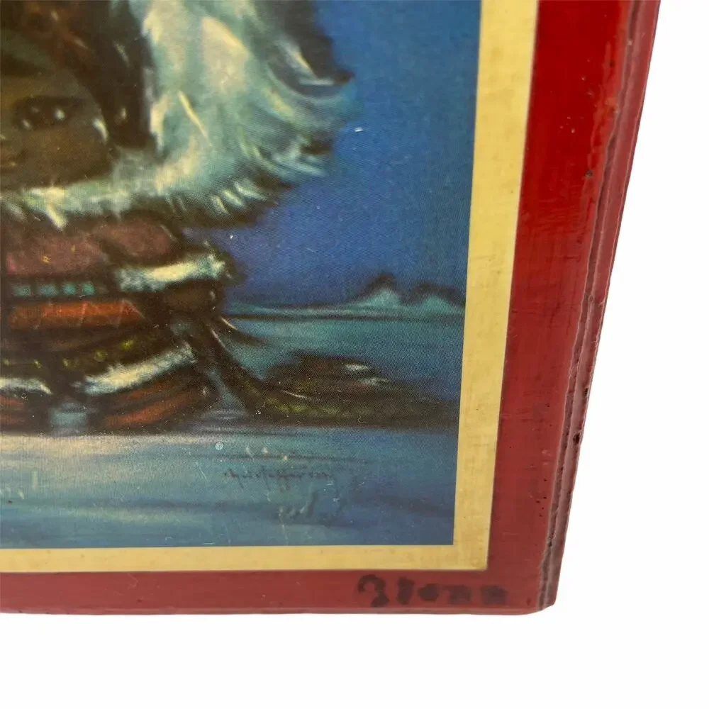 Inuit Decoupage Wall Hanging 1972 Novelty Kitsch Handmade Retro Chic by Fiona